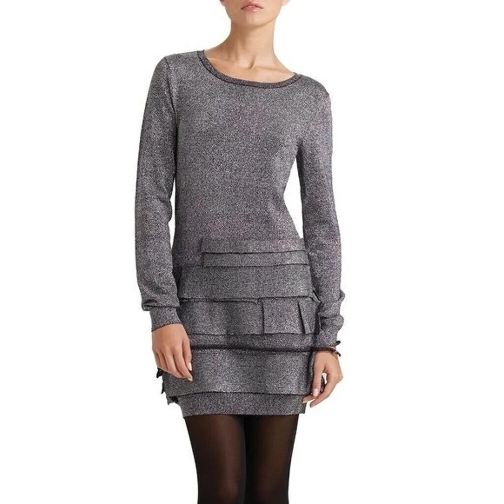 Bcbcmaxazria Lurex long sleeve ruffle dress